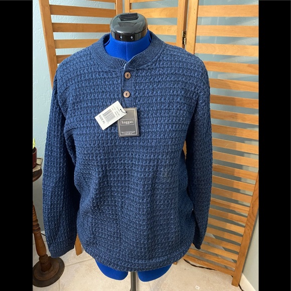 Haggar Other - Mens NWT  blue Haggar Henley sweater XL